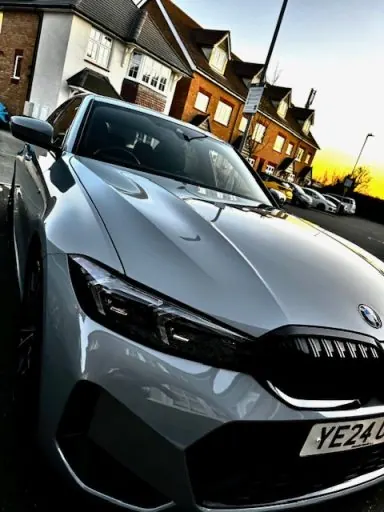 Silver BMW front end and grille after an exterior detail